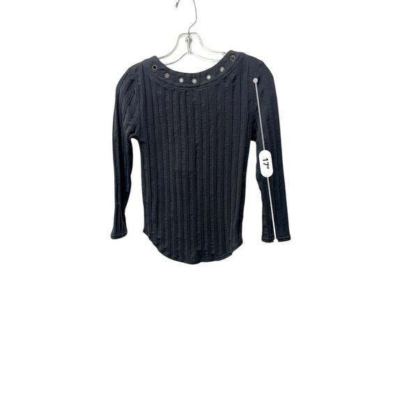 Free People Black Distressed Top Small Ribbed Grunge Boho Layering - Picture 4 of 8